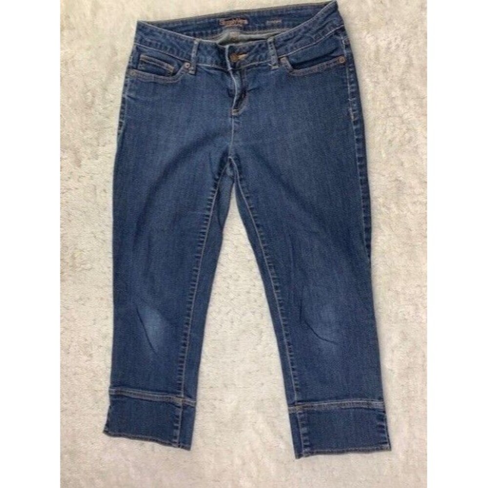 Simply Vera Size 6 Womens Crop Jeans Stretch Mid Rise Med Wash